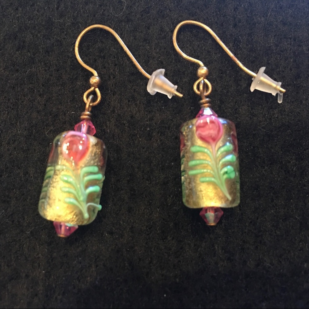 🌴3/$10 promo - Hand painted Glass Earrings